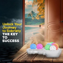 HOTCAN AA Coin Holder Key – AA Chip Holder & Sobriety Coin Holder for 14 Chips – Inspirational AA Recovery Gifts for Milestones – Pine Wood Sobriety Coin Display for Men and Women (White)