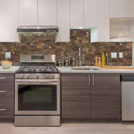 StyloVue 100 Pieces Peel and Stick Backsplash for Kitchen, 3" x 6" PVC Subway Tile 2025 Upgraded Rust Slate Backsplash Stick on Tile Elevate Kitchen, Bathroom, Fireplace,RV
