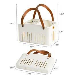 NINEWEEN Portable Shower Caddy, Plastic Bathroom Storage Organizer for Health and Beauty Products, Small Foldable Basket for Home and Outdoor Use, 2 Pack