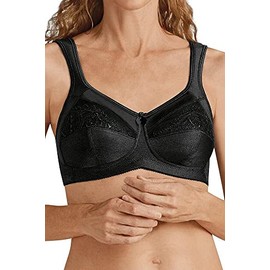 AMOENA Women's Plus Size Isadora Full Figure Wirefree Pocketed Bra, Black, 42D