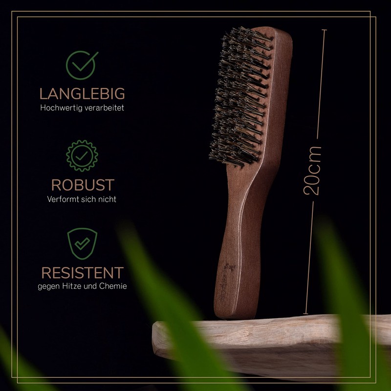 lampox Men's Beard Brush with Boar Bristles with Beech Wood