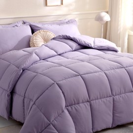 DOWNCOOL Comforters Oversized King Size, Light Purple All Season Duvet, Lightweight Quilt, Down Alternative Hotel Comforter with Corner Tabs (Light Purple, Oversized King 116x98 Inches)