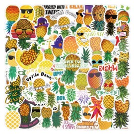 50PCS Upside Down Pineapple Waterproof Stickers for Children Teens Adults Girl Boys,Cartoon Cute Yellow Fruit Decal Decoration Water Bottle Journal Scrapbook Skateboard Bike Luggage Helmet