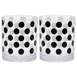 Youngever 4 Pack 12 Ounce Plastic Tumblers, Plastic Glasses, Cafe Break-Resistant Drinking Glasses, Shatterproof Beverage Tumblers, Reusable NO BPA Top-rack Dishwasher Safe (Black Polka)