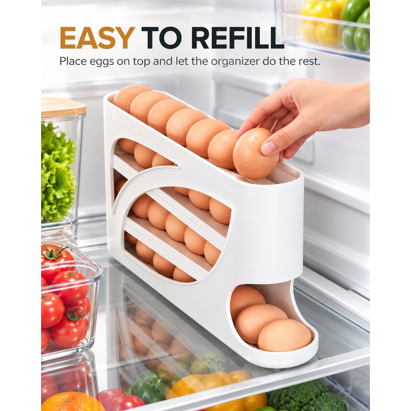 3 Tier Refrigerator Egg Storage Organizer – 28–30 Egg Capacity