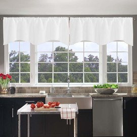 Ladity Pure White Valances for Windows 2 Pack Clearance Valance Curtains for Living Room Bathroom Valances for Small Windows Scalloped Farmhouse Valances for Bedroom 18 inch Long