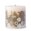 ANDALUCA Pressed Real Flowers Handcrafted Botanical Floral Pillar Candle (Natural