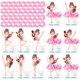 Maysing 36 Sets Nutcracker Ballet Scrunchie with Ballet Themed Thank You Cards Dance Recital Gifts for Christmas Stuffers Ballerina Birthday Party Decorations Supplies