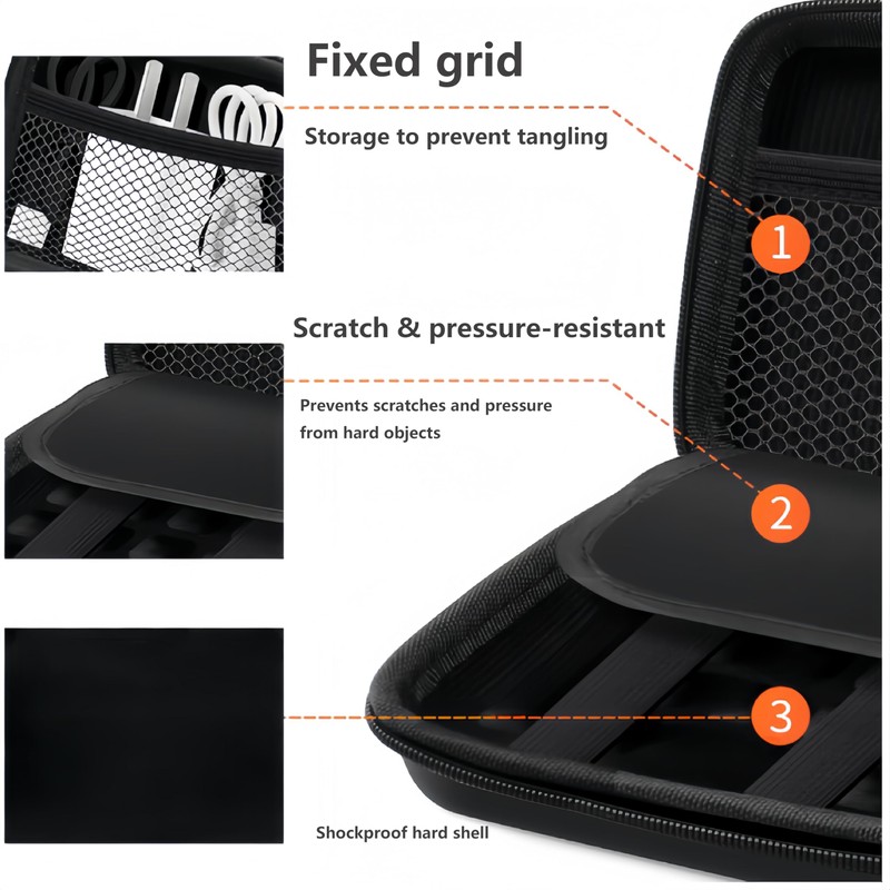 2.5 Inch External Hard Drive Case Shockproof Hard Shell Black