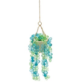 Beaded Succulent Car Charm - Cute Plastic Hanging Plant Ornament, Rearview Mirror Decor and Gift for Plant Lovers