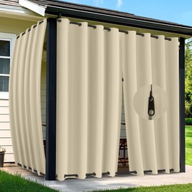 Arfntevss Outdoor Curtains for Patio (Beige, 110" W x 95" L (Pack of 1))
