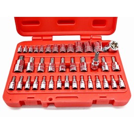 Cal Hawk New 38pc 1/4", 3/8" & 1/2" DR TORX STAR SOCKET SET & BIT MALE FEMALE SOCKET