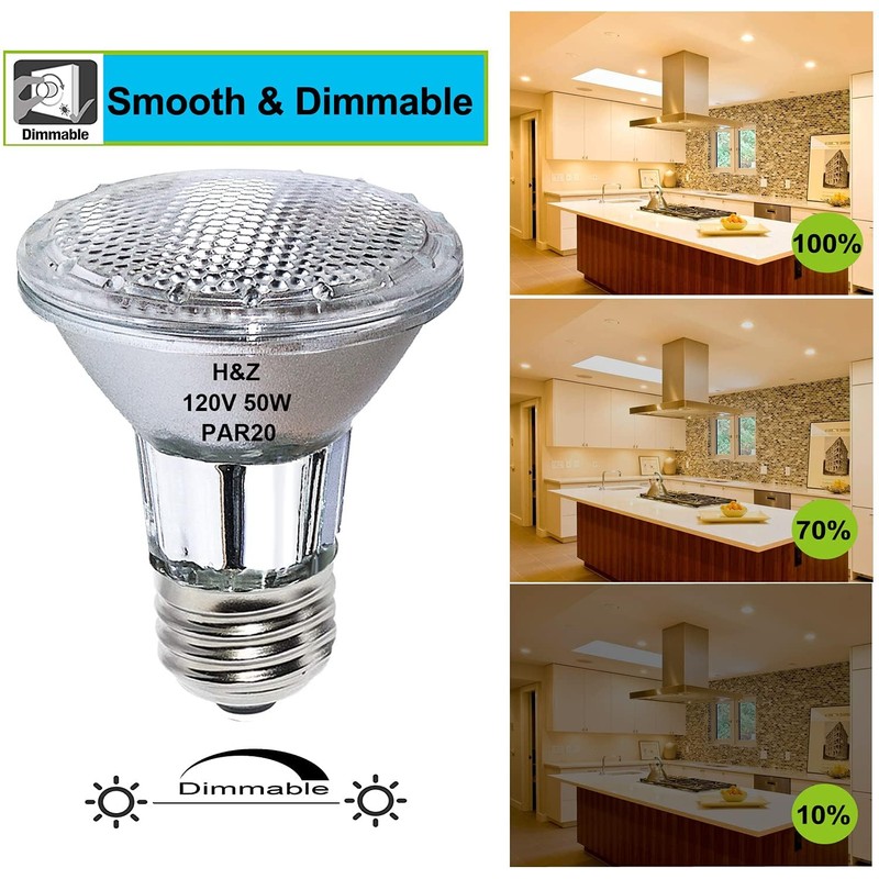 H&Z PAR20 Bulbs 50W Range Hood Light Bulbs, 6PCS PAR20