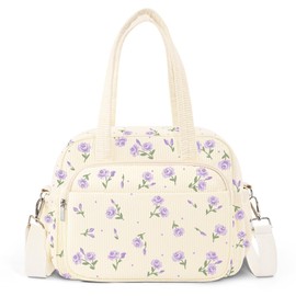 WOBAGMEN Lunch Box for Women,Insulated flower Corduroy Lunch Tote Cute Lunch bag with Shoulder Strap, Multiple Pockets, Adult Teacher Nurse Bento Lunch Box for Women for work Picnic