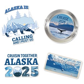 Alaska Cruise Door Decorations Magnetic - 4 Pcs Porthole Scenic Alaska Cruise Door Magnets 2025, Alaska Cruise Essentials Magnetic Door Signs for Ship Cabin Door Decor