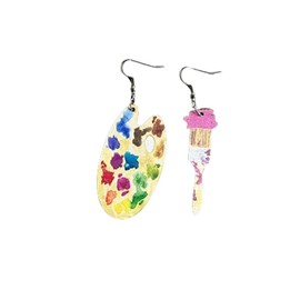 Creative Animal Book Acrylic Wooden Earrings Cat Dog Owl Bookshelf Earrings Graduation Teacher's Day Back To School Gift-Palette
