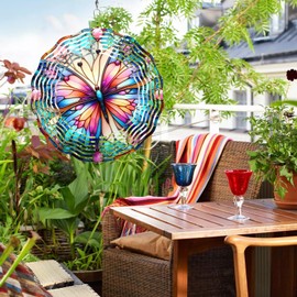 Purple Butterfly Wind Spinner 3D Butterfly Spinners Exquisite Outdoor Garden Decoration 3D Stainless Steel Butterfly Spinner with Unique Visual Effect Perfec Sculptures Gift 10 Inch