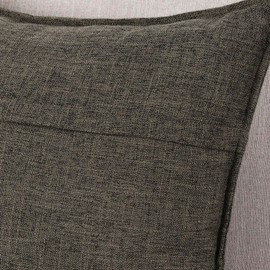 MADIZZ Set of 2 Flanged Linen Throw Pillow Covers 18x18 Inch Dark Taupe Soft Decorative Cushion Cover for Sofa Bedroom Pillow Shell