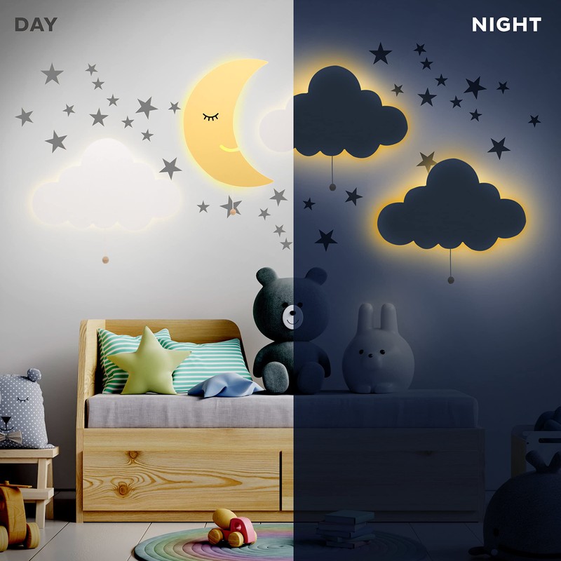 Lumipets Lighted Elephant on Moon, Nursery Night Light, Wall Mounted