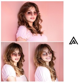 Appassal Rectangle Rimless Sunglasses for Women Men Frameless Square Sun Glasses AP3627,Brown