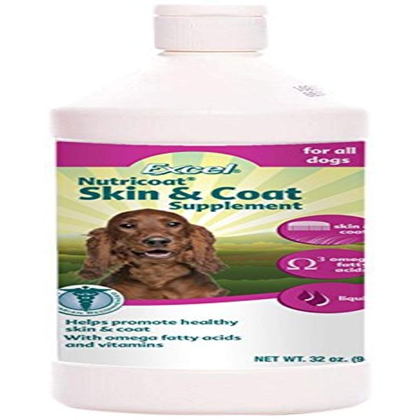 Excel Nutricoat Skin and Coat Liquid for Dogs, 32-Ounce Bottle