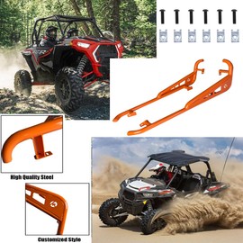 RZR Rock Sliders Nerf Bars – Heavy-Duty Side Step & Tree Kickers – Fits 2014-2023 Polaris RZR 900 Trail, 900S, 1000S, 1000XP, Turbo (2-Seater) – Includes Mounting Bolts (Orange)