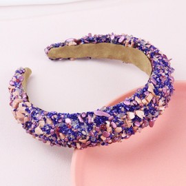 Brihasory Sequin Rhinestone Headbands for Women and Girls Crystal Jeweled Headband Fashion Mardi Gras Accessories Party Prom Carnival Valentines Headwear Wide Headband Wedding Hair Hoop(Style 3)