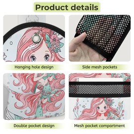 MARYHFENVA Wall Hanging Storage Bag, Reusable Organizer Wall Mounted Punch-Free Over The Door Storage Pouch with 6 Storage Pockets and 1 Hanging Hook