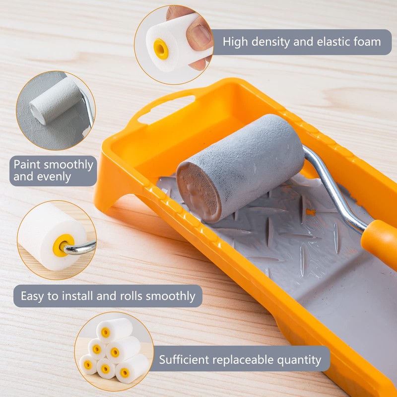 Mister Rui Foam Paint Roller, 2 Inch Mini Paint Roller