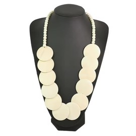 Heritage Hues Wooden Circular Bead Necklace - Light Wood colour