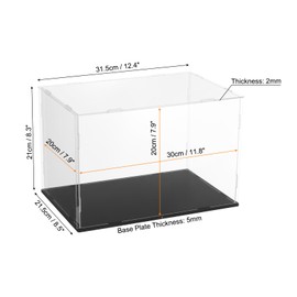 sourcing map Acrylic Clear Display Case for Collectibles Self-Assemble Display Boxes with Black Base Dustproof Countertop Storage Box for Collectibles Action Figures, 11.8 x 7.9 x 7.9 Inch
