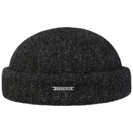 Stetson Lavoy Herringbone Wool Docker Hat Wool Hat Winter Hat Docker Cap Men – Made in the EU with Envelope, Docker, Lining Autumn Winter, charcoal