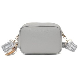 kukubird Womens Crossbody Bag Small Capacity Handbag Shoulder Bag withTassel Fringe Key Ring Casual Aztec Adjustable Detachable Strapped for School Work Leisure-Light Grey