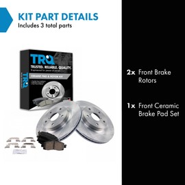 TRQ Front Brake Pad and Rotor Set Ceramic Vented Rotors Compatible with 2019-2022 Subaru Forester