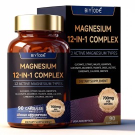 Magnesium 12 in 1 Complex 700mg -Dietary Supplement 270 capsules (Pack of 3) USA