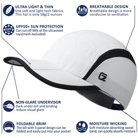GADIEMKENSD Women's Foldable Light Cap Quick Dry Ultra-Thin Unstructured Tech Running Hat Reflective UPF 50+ Baseball Caps Cooling Ponytail Hats Fitted for Beach Tennis Travel Hiking Golf White