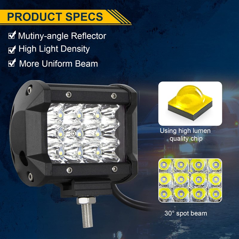 AUXTINGS LED Wirk Light Bar, 2Pcs 4 inch 36W Triple