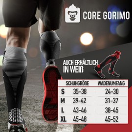 CORE GORIMO – Kompressionsstrümpfe Sport – Atmungsaktiv mit Anti-Blasen Schutz – Optimale Unterstützung beim Laufen und Joggen für Damen und Herren (schwarz/weiß, 39-42)