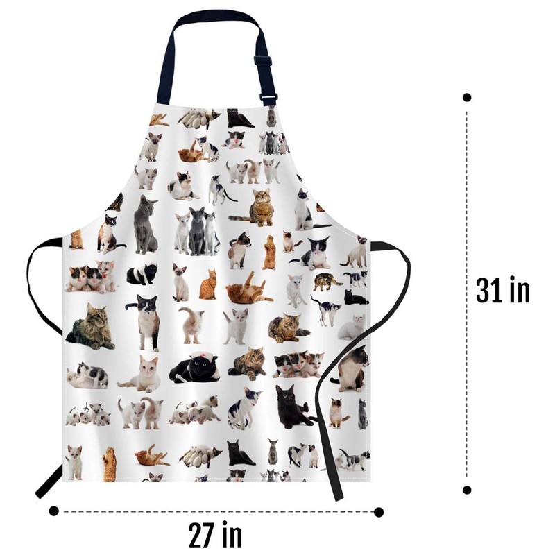 Smooffly Cats Apron Unisex Adjustable Bib Apron, Cooking Kitchen Chef