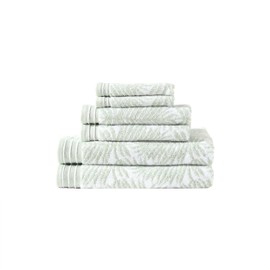 Tommy Bahama - Towel Set, Luxuriously Soft & Absorbent Bath Essentials, 100% Cotton Yarn Dye, Oeko-Tex Certified (Linear Palms Green, 6-Piece)
