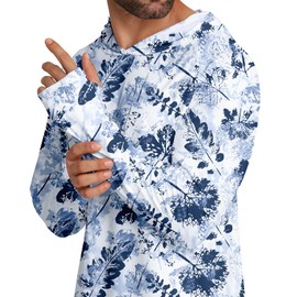 APTRO Men's UPF 50+ Sun Protection Long Sleeve Hoodie Shirts UV Outdoor Fishing Shirts SPF Rash Guard Shirts for Men MS06 Blue02 M