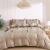 Double Duvet Set Botanical Brown Bedding Set Polyester Breathable Stylish
