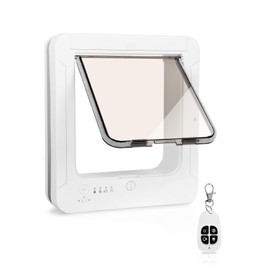 Smart Cat Door for Interior & Exterior, Automatic Opening Cat Door, Flap Opening is 7.67’’ (H) by 7'' (W), RFID Cat Pet Door with 4 RFID Collar Sensor Keys & 1 Remote & 4 Way Locking Cat Flap,
