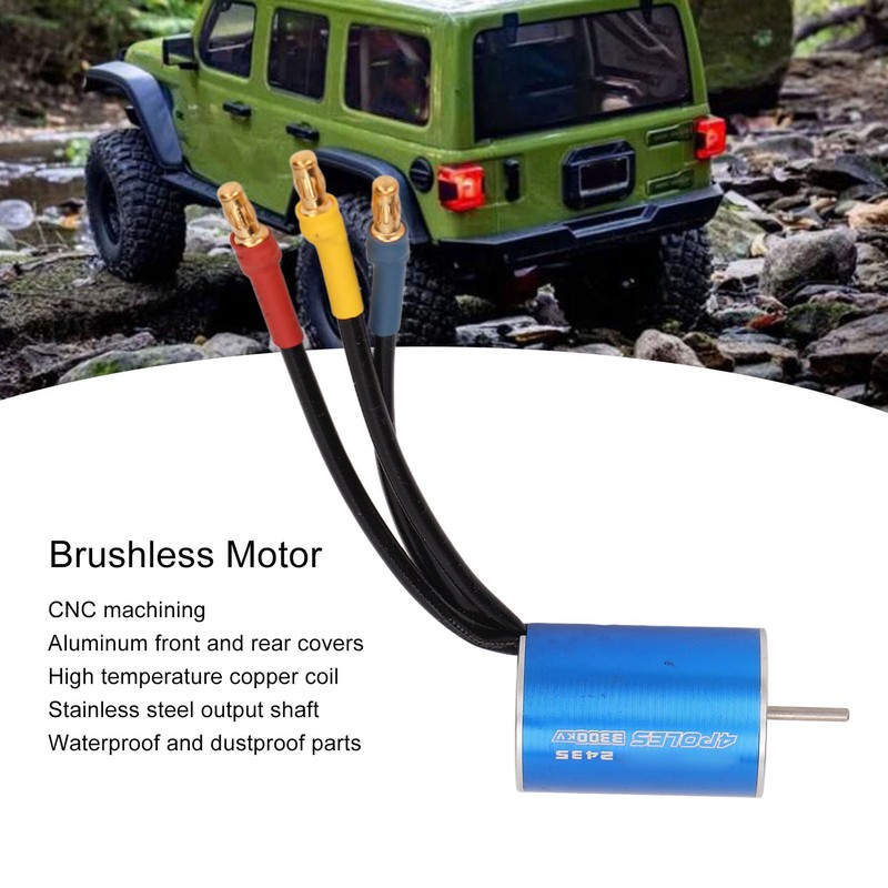 Brushless Motor 2435 3300KV Waterproof Red Aluminum Alloy CNC Machining