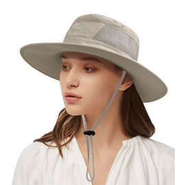 Sun Hat for Women Men UPF 50+ Fishing Hat Wide Brim Bucket Hat with UV Protection Summer Hat for Hiking, Beach, Safari (US, Alpha, One Size, Light Grey)