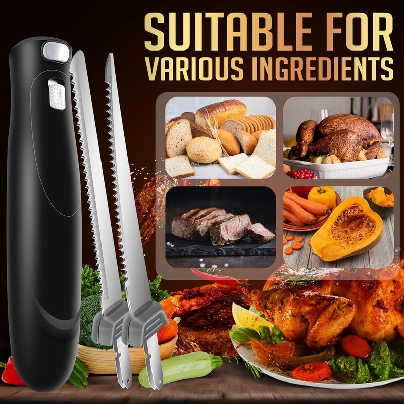 Cordless Electric Knife Easy Slice and Assemble with Storage Case,