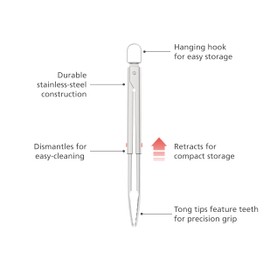 Joseph Joseph GrillOut Stainless Steel BBQ Tongs, Precision Grip, Retractable for Compact Storage, Easy-clean