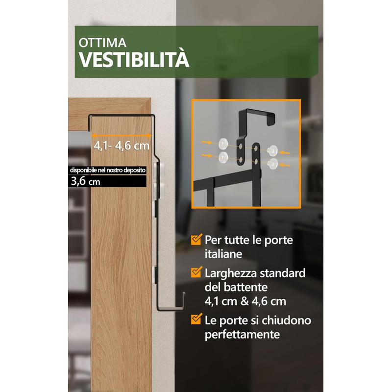 4smile Door Hook Rail XXL Budget Black Interchangeable 41_46 mm