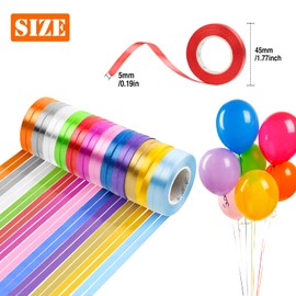 24 Rolls Balloon Ribbon, Double Sided Satin ribbons for gift wrapping, 12 Colors Curling Ribbon Set for Crafts,Balloons,Christmas,Wedding or Birthday Party Decoration(Each 5mm X 10m)