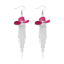 Western Outfit for Women Sparkly Silver Rhinestone Tassel Dangle Earrings Western Earrings Disco Rodeo Country Concert Outfits for Women